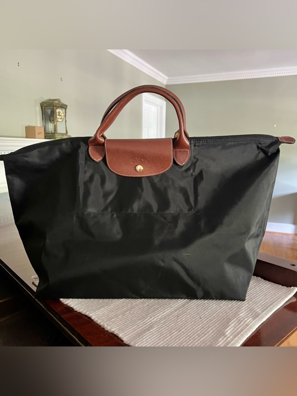 Genuine Longchamp Le Pliage Large Travel Bag in Black
